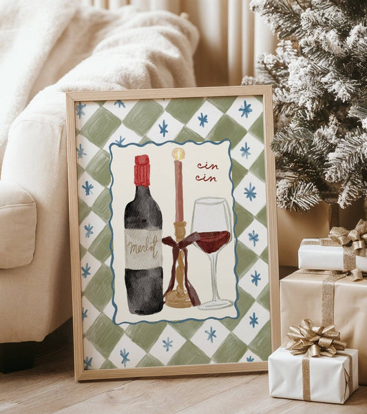 Moonshine Prints - Cin Cin Red Wine Print