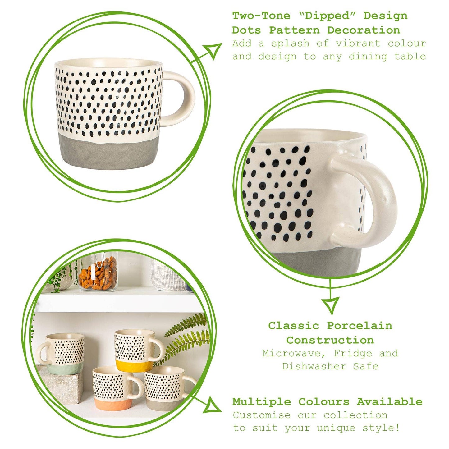 Ceramic Dipped Dots Coffee Mug - 385ml - Grey