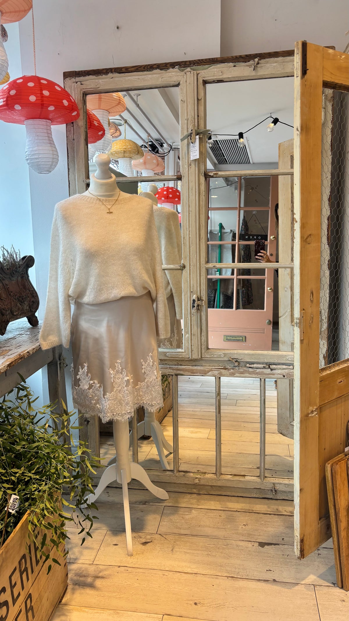 Tall Antique warehouse mirror
