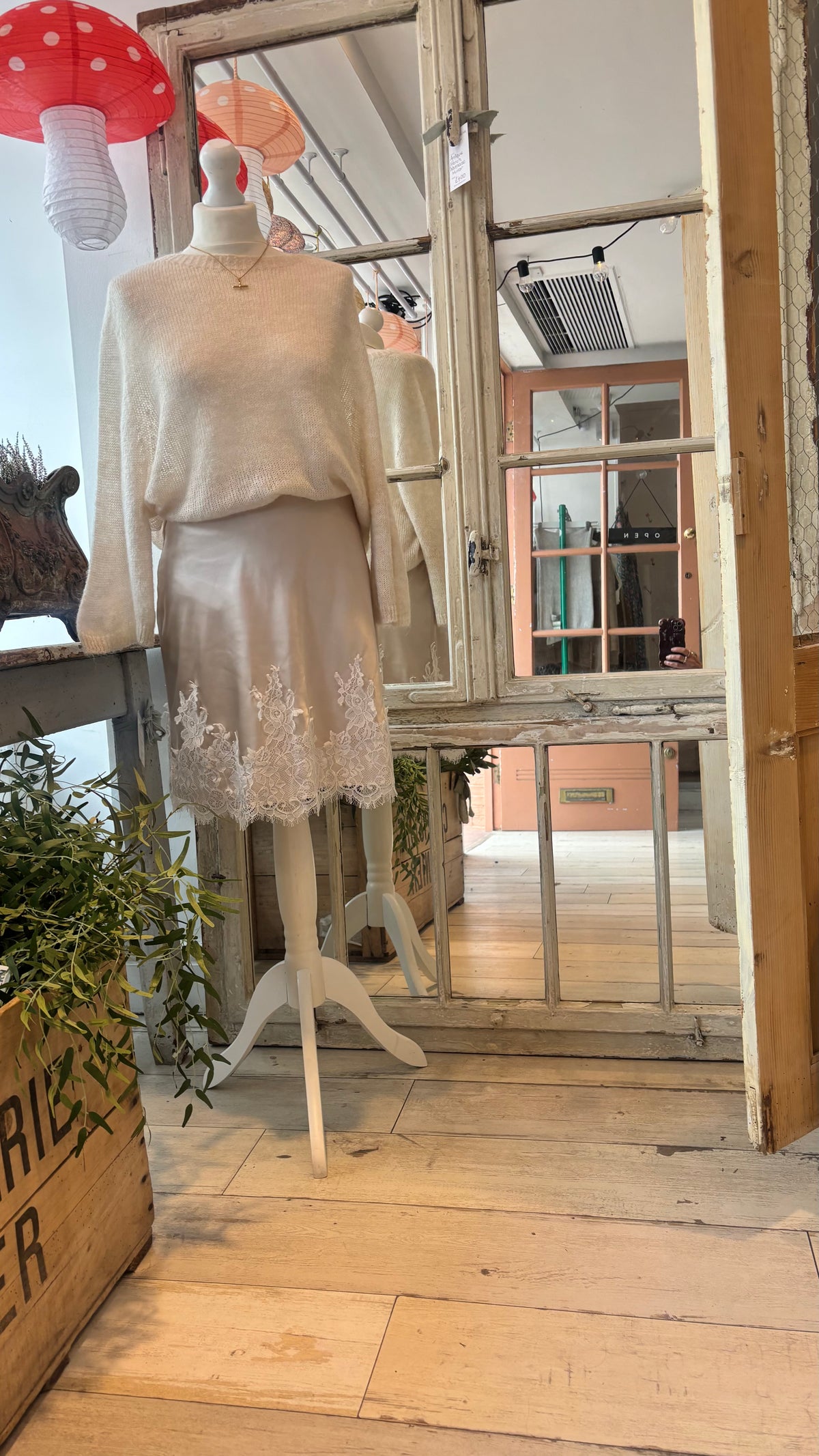 Tall Antique warehouse mirror