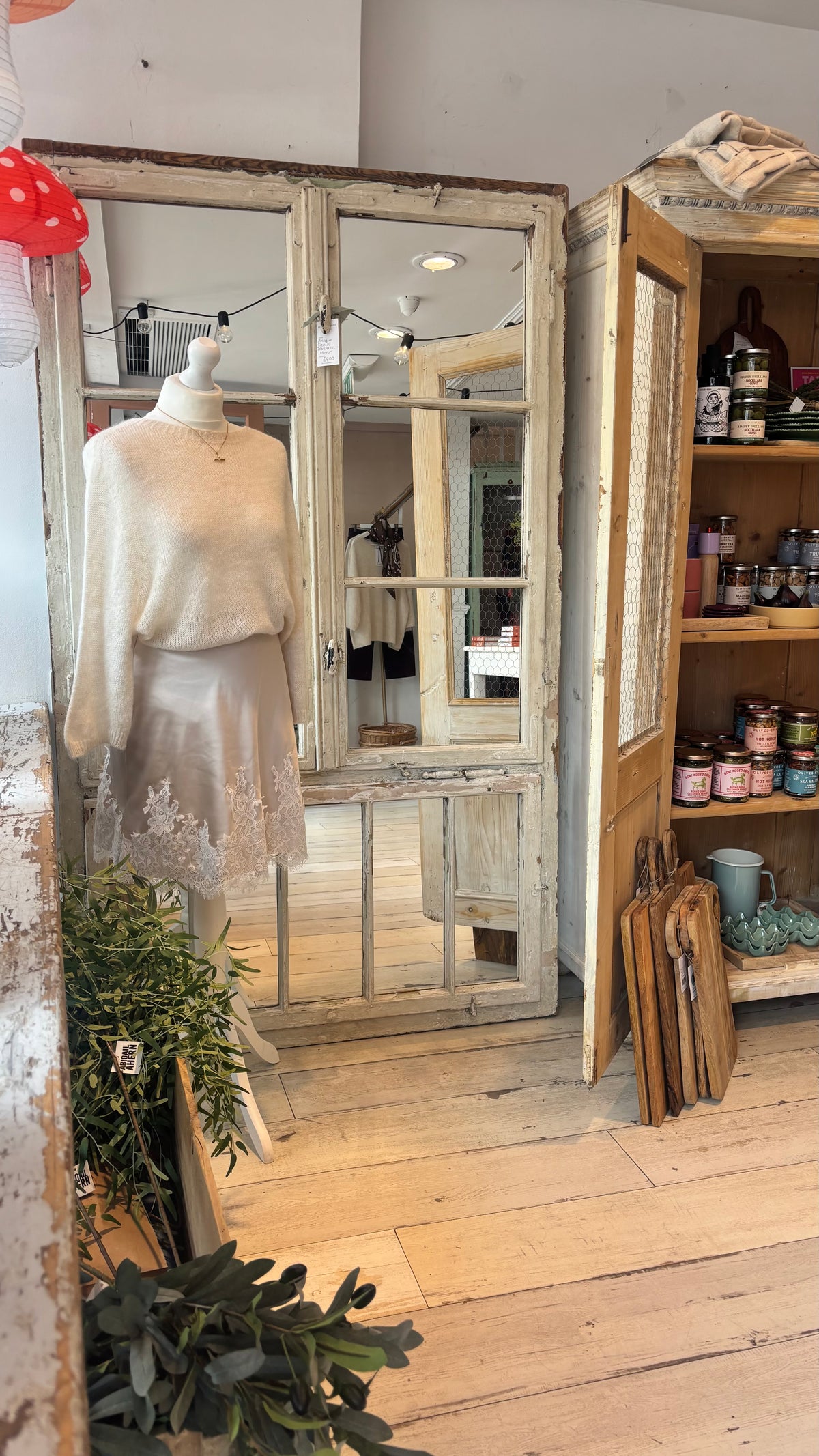 Tall Antique warehouse mirror