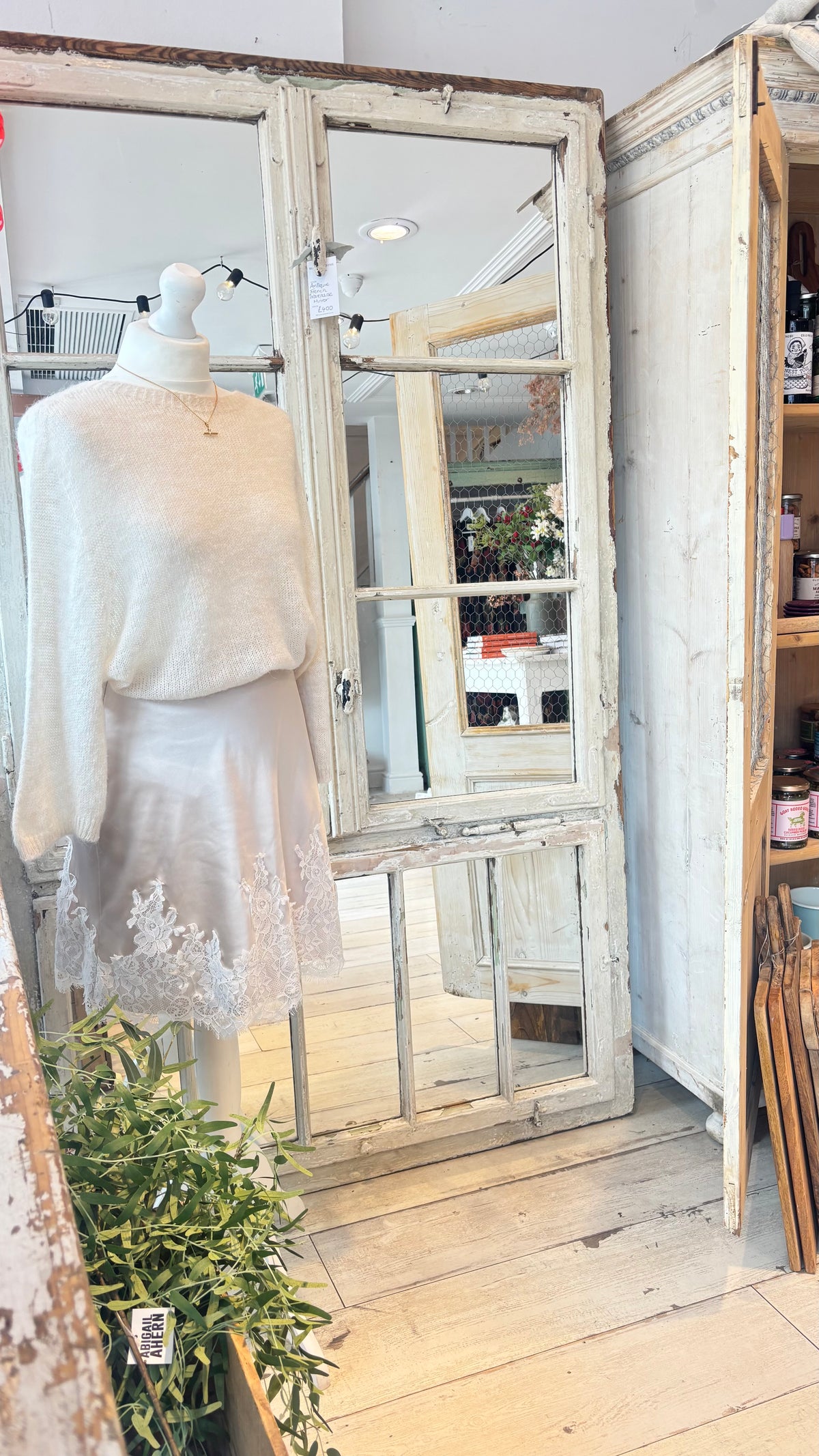 Tall Antique warehouse mirror