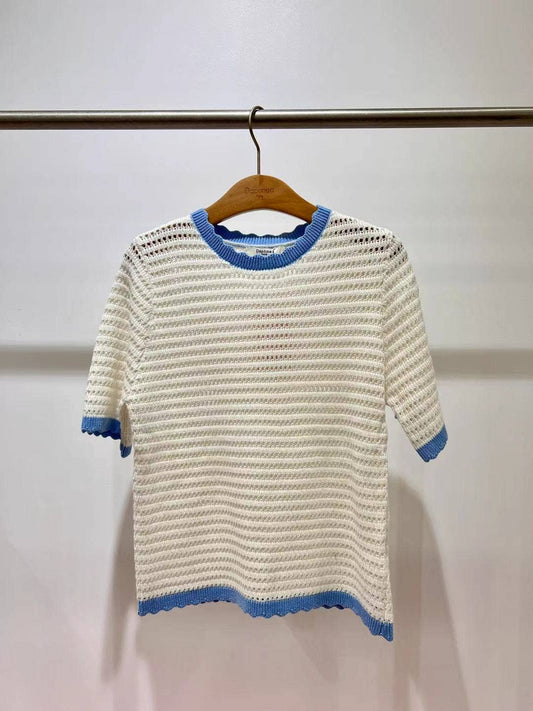 Daphnea CONTRAST BIAS SWEATER blue