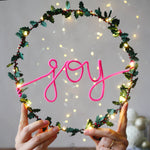 Melanie Porter Joy Holly Fairy Light Wreath: Neon Pink