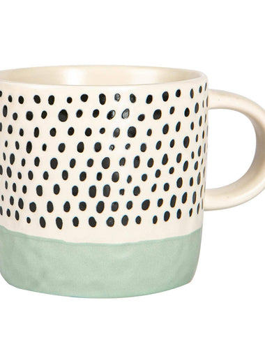 Nicola Spring Ceramic Dipped Dots Coffee Mug - 385ml - Blue
