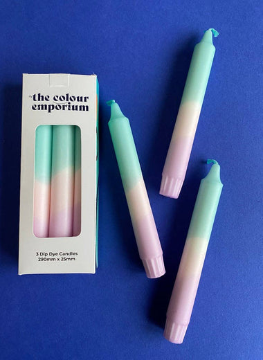 BLISSFUL BLOSSOMS Dip Dye Dinner Candles Trio