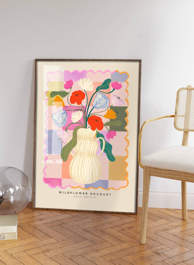 Wildflower Art Print, Colourful Art Print, Hand Drawn Art,