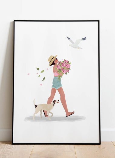 Summer walk A4 Illustration Wall Art