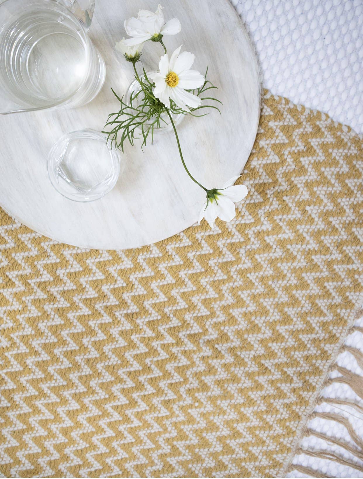 Lottie - ZigZag Weave  Recycled Cotton Rug, Aged Gold