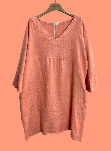 Lottie Linen Dress - Salmon Pink