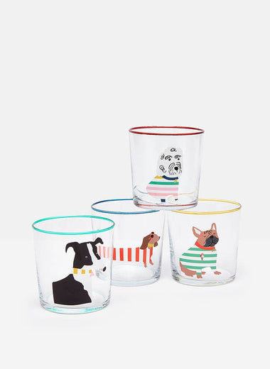 BRIGHTSIDE DOG GLASS TUMBLERS SET OF 4