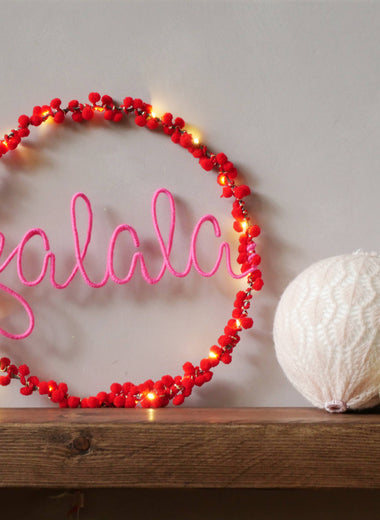 Melanie Porter: Fa La La Fairy Light Wreath: Red/Neon Pink