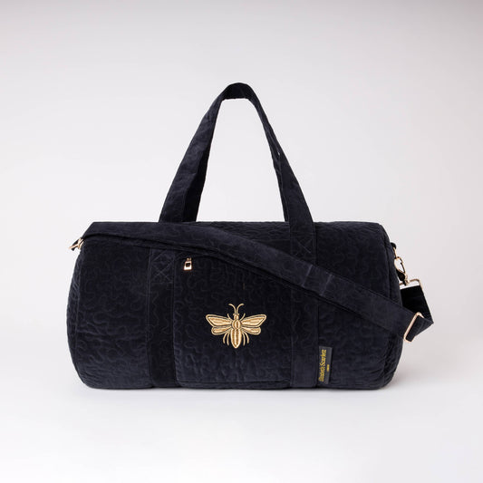 Elizabeth Scarlett Ltd - Honey Bee Overnight Bag: Charcoal / Velvet