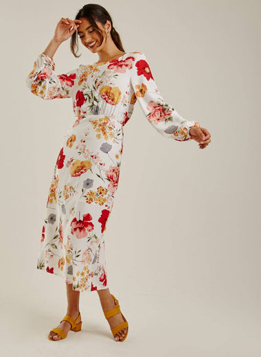 Floral Chiffon Maxi Dress | White
