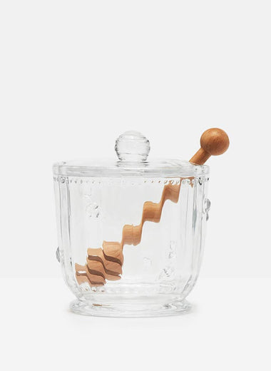 Joules Glass Honey Pot & Wooden drizzler set