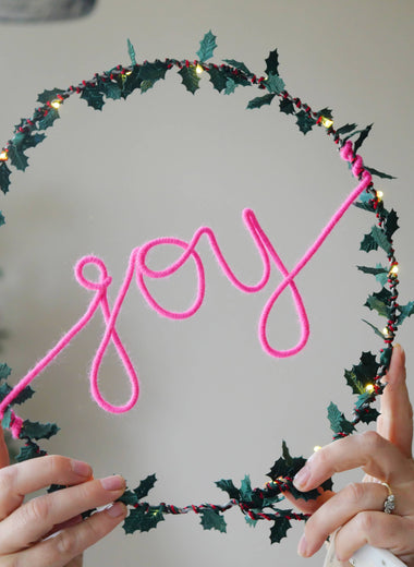 Melanie Porter Joy Holly Fairy Light Wreath: Neon Pink